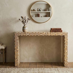 Handmade wooden Inlay, bone inlay Modern pattern console table