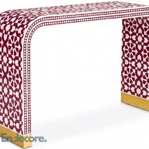 Handcrafted Bone Inlay Console Table in Moroccan pattern Indian Entryway Furniture