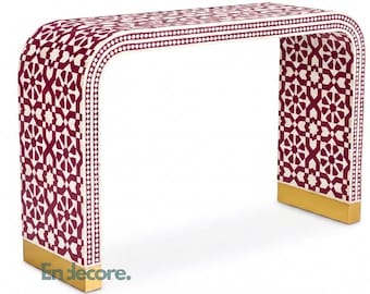 Handcrafted Bone Inlay Console Table in Moroccan pattern Indian Entryway Furniture