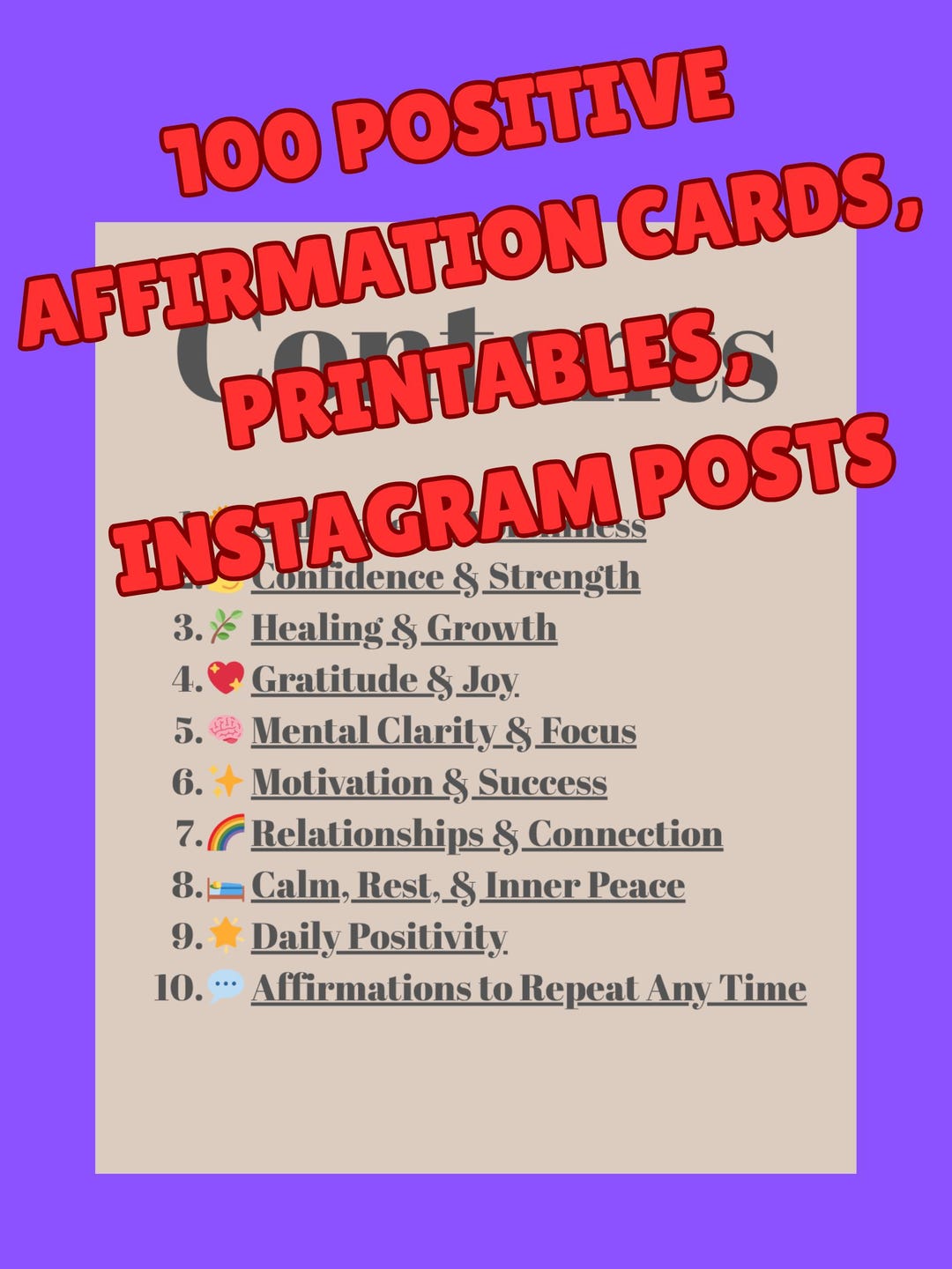 100 Positive Affirmations to Empower Your Mind & Mood | Printable ...