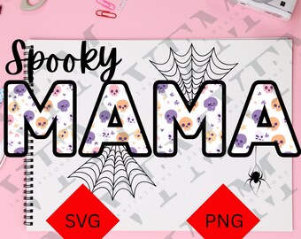 Mamá Espeluznante SVG PNG: Diseño de Calavera de Telaraña de Halloween para Camisetas, Vasos y Manualidades