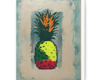 Lienzo de piña para pared, impresión abstracta de piña, decoración tropical para el hogar, arte frutal, lienzo estirado, decoración de cocina y oficina.