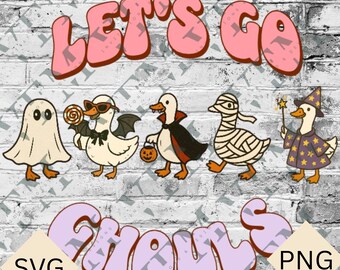 Vamos Ghouls / Ganso Tonto Retro Halloween / SVG Lindo y Espeluznante