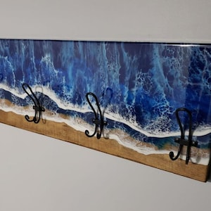 size 12x5&quot; Ocean Wave Resin Key Holder: Coastal Home Decor Organizer