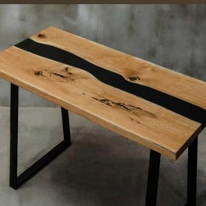 Live Edge River Coffee Table: Black Epoxy Resin, Rustic Modern Centerpiece