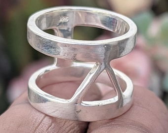 Sterling Silver Open Band Ring: Handmade Geometric Statement