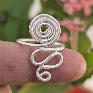 Handmade Sterling Silver Spiral Ring: Boho Wire Wrap Statement Jewelry