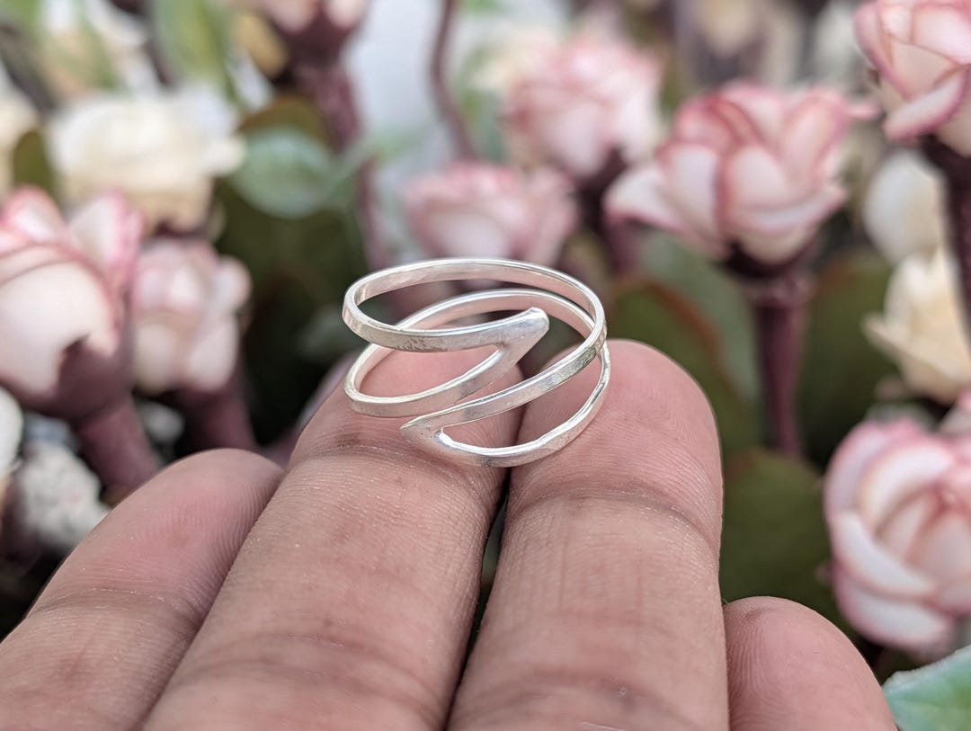 Handmade Sterling Silver Zigzag Ring: Modern Wave Band - Etsy