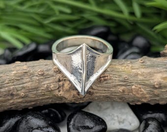Handmade Sterling Silver Shield Ring: Viking Gothic Jewelry
