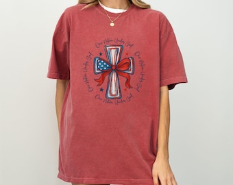 Camisa cristiana patriótica Comfort Colors©, Una nación bajo Dios, Camisa del 4 de julio, Camisa del 4 de julio, Camisa patriótica para mujer, Camisa de EE. UU.