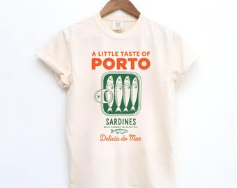 Shirt comfort Colors® sardines, shirt ingeblikte vis, T-shirt Portugal, vintage sardine, kustesthetiek, reisshirt, shirt vis, retro T-shirt