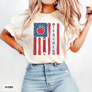 Comfort Colors ® 4. Juli Shirt, Vaterländisches T-Shirt, 4. Juli amerikanischer Lehrer, Geschenk für Lehrer, Back To School Shirt, Abschlusslehrer