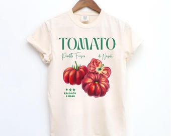 Comfort Colors®-tomatenshirt, fruitshirt, botanisch shirt, Cottagecore-kleding Veganistisch shirt, tuinshirt, groenteshirt, Italiaans shirt, Italiaans shirt