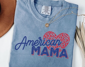 Comfort Colors® 4 juli-tröja, mamma 4 juli, amerikansk flagga mamma-tröja, graviditets-tröja med avslöjandemotiv, 4 juli-tröja, mamma patriotisk tröja