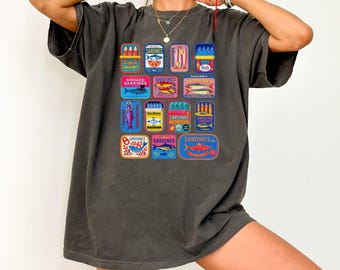 Comfort Colors® Sardinen Shirt, Fischdosen Shirt, Portugal Tshirt, Vintage Sardine, Küstenästhetik, Reise Shirt, Fisch Shirt, Retro T-Shirt