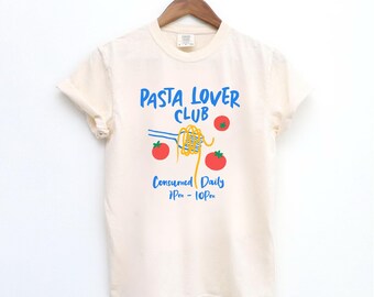 Camiseta de pasta Comfort Colors®, Club de amantes de la pasta, Regalo para amantes de la pasta, Camiseta de espaguetis, Regalos para la abuela, Camiseta italiana, Camiseta divertida de comida, Humor culinario
