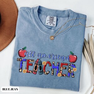 Comfort Colors ® 4. Juli Shirt, Vaterländisches T-Shirt, 4. Juli amerikanischer Lehrer, Geschenk für Lehrer, Back To School Shirt, Abschlusslehrer