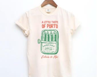 Shirt comfort Colors® sardines, shirt ingeblikte vis, T-shirt Portugal, vintage sardine, kustesthetiek, reisshirt, shirt vis, retro T-shirt