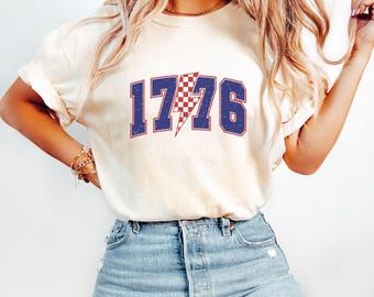 Camiseta Comfort Colors© USA 1776, camiseta de Estados Unidos, camiseta del 4 de julio, camiseta del 4 de julio, camiseta patriótica unisex, camiseta USA Est. 1776, camiseta retro
