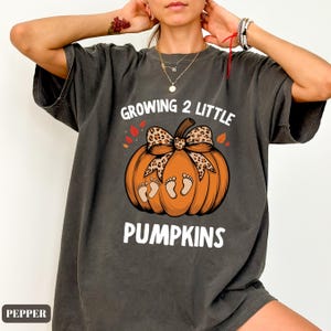 Comfort Colors® Growing 2 Little Pumpkins Shirt, Fall Maternity Shirt, Pregnancy Thanksgiving shirt, Fall Pregnancy Announcement Gift