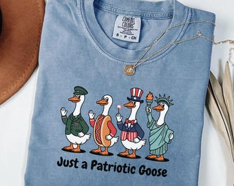 Comfort Colors, 4th of July Shirt, USA Shirt, Red White and Goose, American Flag Shirt, Patriotic Goose Shirt, 4th of July funny Goose Shirt