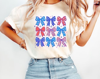 Comfort Colors© Coquette American Flag Shirt, America Shirt, Fourth of July Shirt, 4th of July Shirt, Patriotic Women Shirt, Girly USA Tee