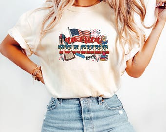 Comfort Colors ® 4th of July shirt, Patriotic tee, 4th of July American Teacher, Gift For Teacher, Back To School Shirt, Graduation teacher