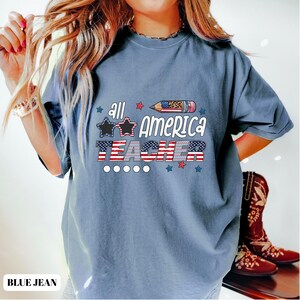 Comfort Colors ® 4. Juli Shirt, Vaterländisches T-Shirt, 4. Juli amerikanischer Lehrer, Geschenk für Lehrer, Back To School Shirt, Abschlusslehrer