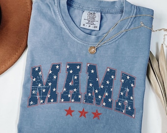 Comfort Colors® 4 juli mamma-tröja, mamma 4 juli, amerikansk flagga mamma-tröja, amerikansk mamma-tröja, 4 juli-tröja, patriotisk mamma-tröja