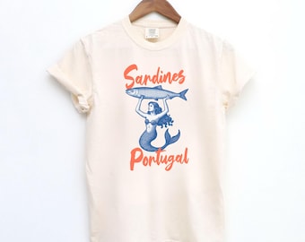 Comfort Colors® Sardinen Shirt, Fischdosen Shirt, Portugal Tshirt, Vintage Sardine, Küstenästhetik, Meerjungfrau Sardinen Shirt, Fisch Shirt