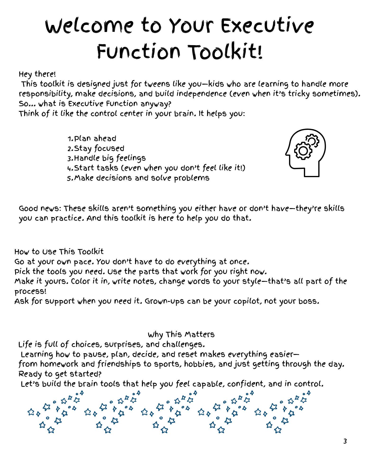 Tween Executive Function Toolkit – Printable Workbook (PDF) - Etsy