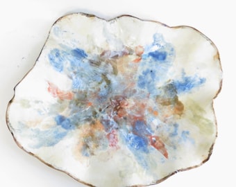 Abstract Ceramic Centerpiece: Decorative Stoneware Clay Tray