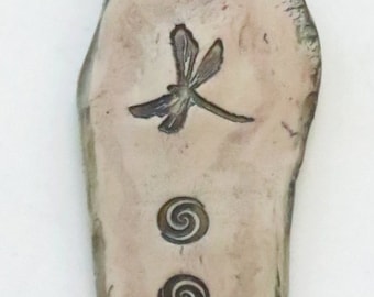 Dragonfly Ceramic Pendant Rustic Clay Necklace Earthy Jewelry Earth Tones