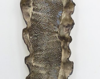 Abstract Ceramic Wall Hanging: Earth Tones, Rustic Home Decor