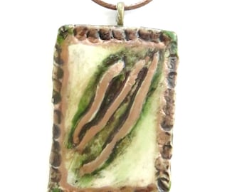 Abstract Ceramic Pendant Earthy Clay Necklace Rustic Contemporary Jewelry Wearable Fine Art