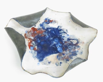 Abstract Ceramic Centerpiece Tray: Modern Stoneware Clay Art