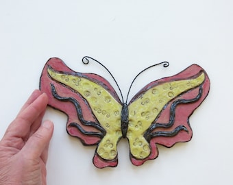 Butterfly Wall Hanging Whimsical Ceramic Wall Art Clay Butterfly Home Decor Animal Wall Art