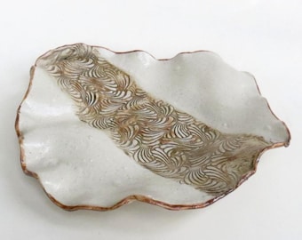 Earthy Ceramic Art Tray Rustic Contemporary Decorative Clay  Centerpiece