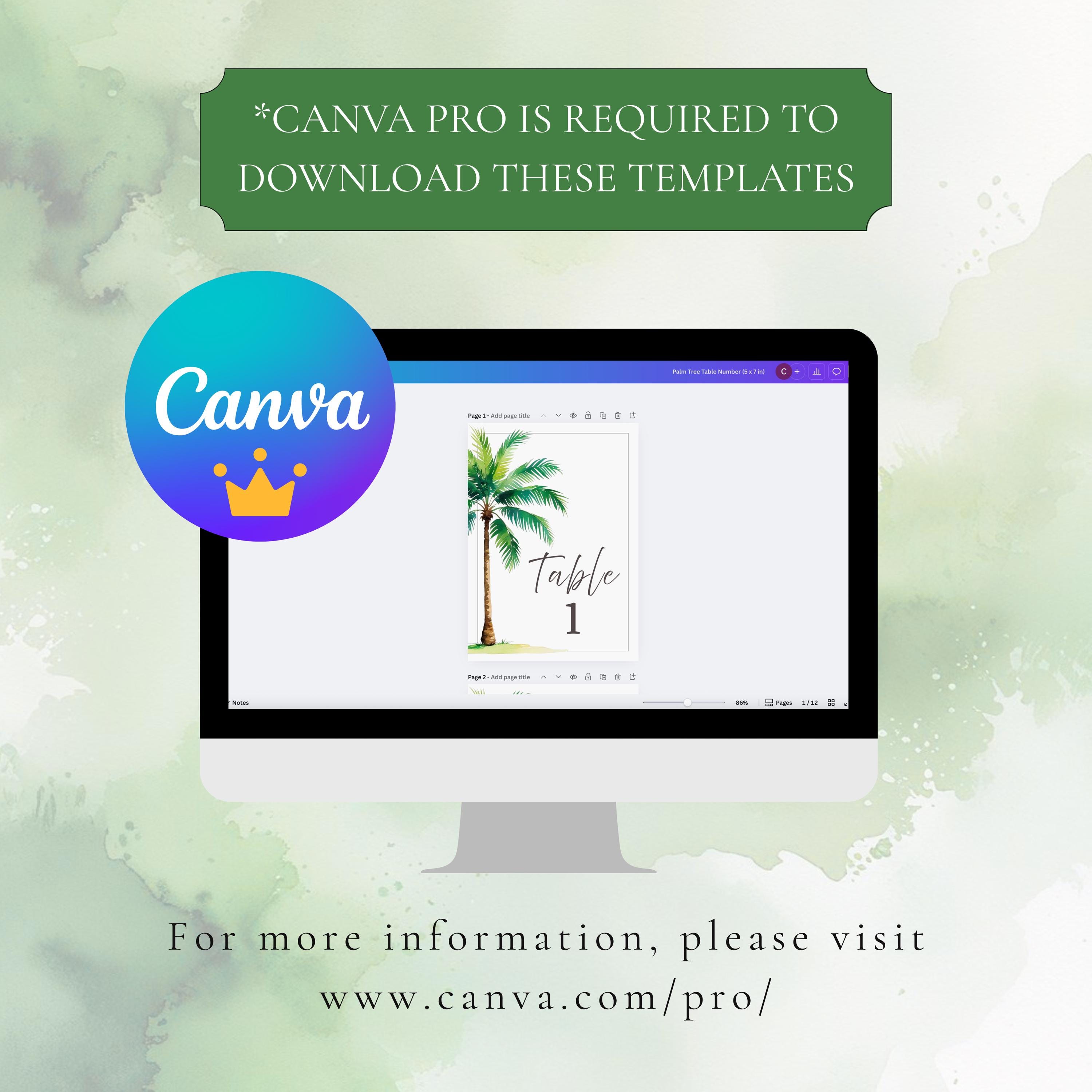Tropical Destination Wedding Reception Table Number Sign Template ...