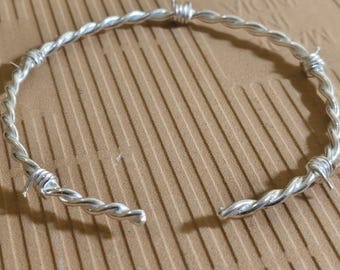 Handmade Twisted 925 Silver Bangle | Minimalist Rustic Bracelet