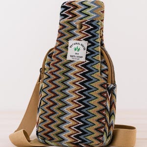 Hemp Crossbody Sling Bag - Boho chest bag - Handmade crossbody bag - Bohemian bag - Eco-Friendly Crossbody bag