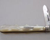 Antique 1895 Sheffield Sterling Silver and blister MOP CE FD engraved folding pocket knife
