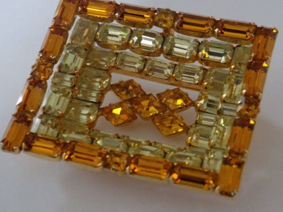 Vintage signed Sherman 1960s citrine and orange cr