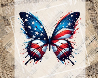 Patriotic Butterfly V2 PNG, American Flag Butterfly, American Flag PNG, Patriotic Png, 4th of July Png, USA Png, Patriot, Digital Download