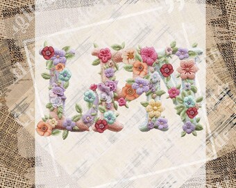 LPN Floral Faux brodé Style PNG, infirmière colorée fleurs Patch Art, badge médical mignon lettres, soins de santé T-shirt PNG en téléchargement numérique