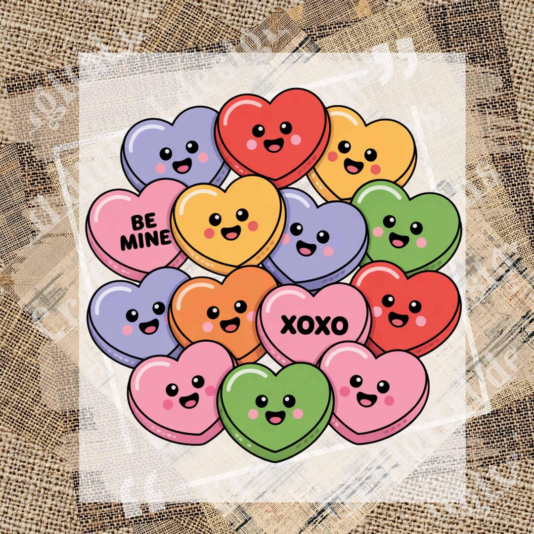 Valentine Hearts PNG, Cute Colorful Valentine Candy Heart Cluster Shirt