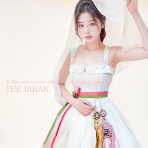 Witte jurk Hanbok-jurk voor bruiloft, recital en feest | Koreaanse K-jurk geïnspireerd op modern Hanbok