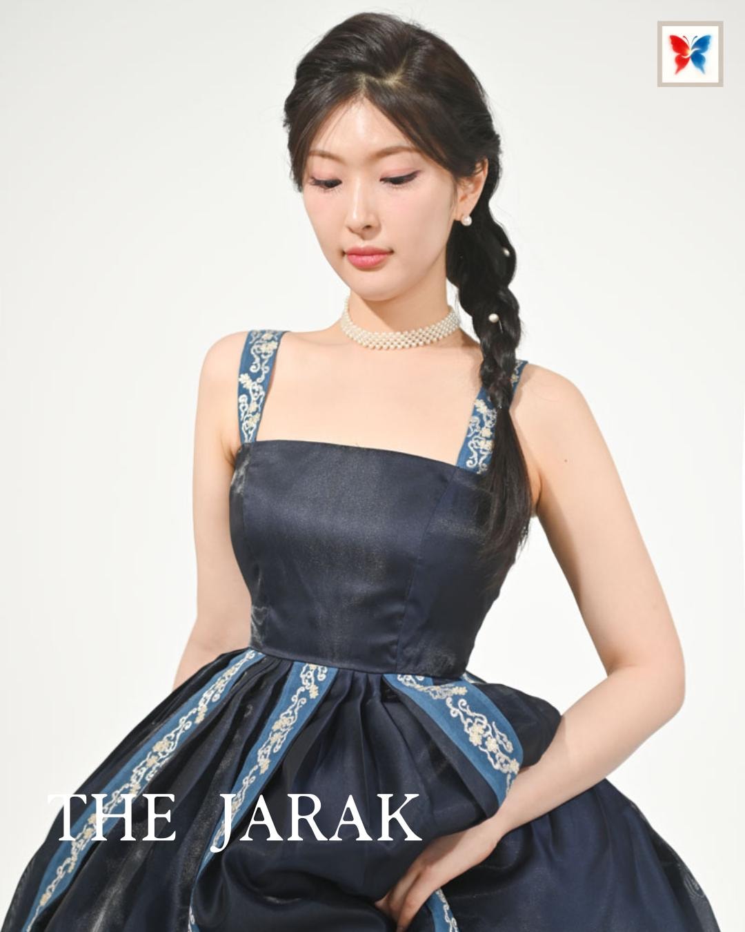 Elegant Navy Blue Hanbok Dress | Embroidered Korean Gown - Etsy