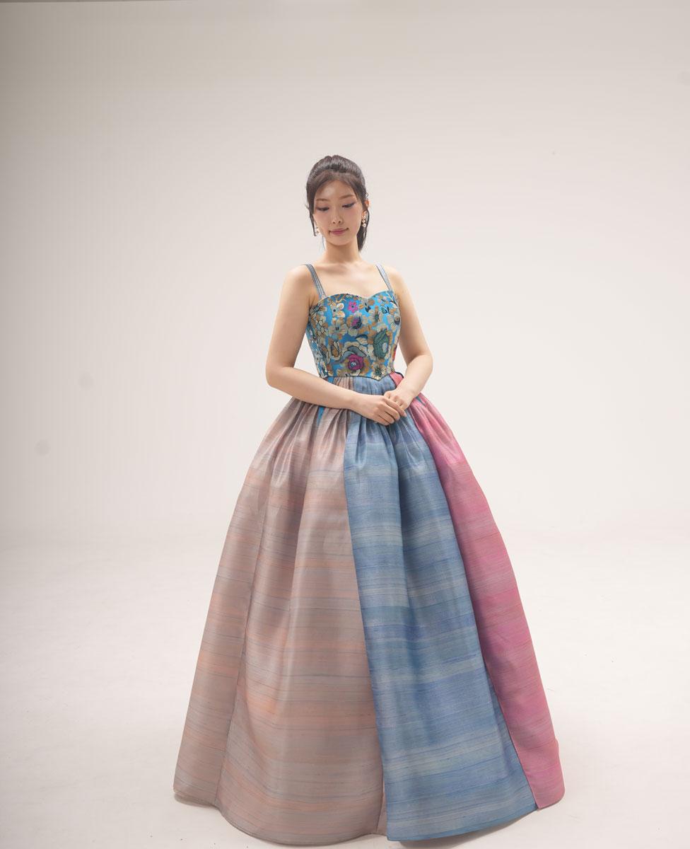 Blue Silk Jacquard Hanbok Corset Top, Korean K-fashion Bustier - Etsy