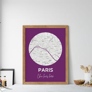 Paris Karte Stadtplan – Minimalistische digitale Poster Wandkunst – Frankreich Straßenkarte Dekor – druckbares urbanes Kunstwerk für Ihr Zuhause oder Reisegeschenk